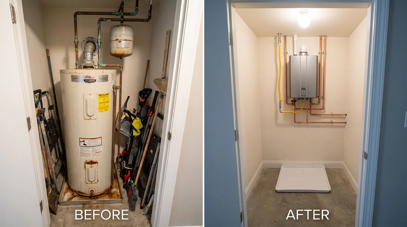 Tank water heater versus wall-mounted tankless unit comparison for La Harpe, IL homeowners